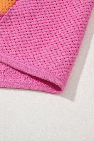 Colorblock Eyelet Summer Sweater T-Shirt