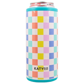 Multicolor Checkered Slim-can Koozie